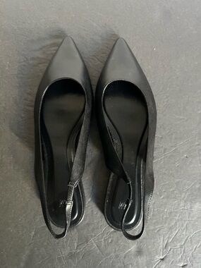 NWOT H&M Black Pointed Toe Slingback Flats, 38